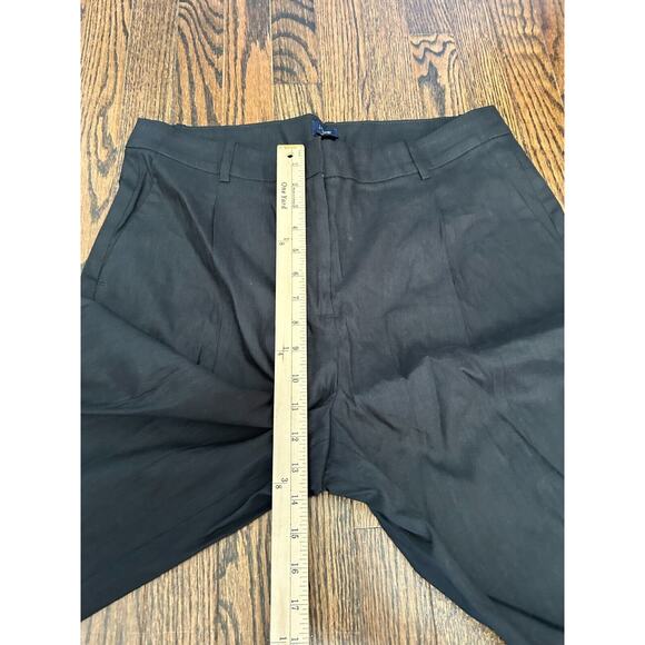 J.Crew Womens Black High Rise Linen Blend Wide Leg Pleated Trouser Pants Size 12 - Picture 10 of 11